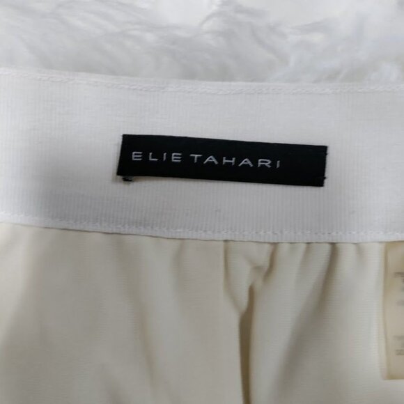 Elie Tahari White Artsey Lagenlook Elastic Waistband Culottes Capri Pants Size 6 - Picture 12 of 16